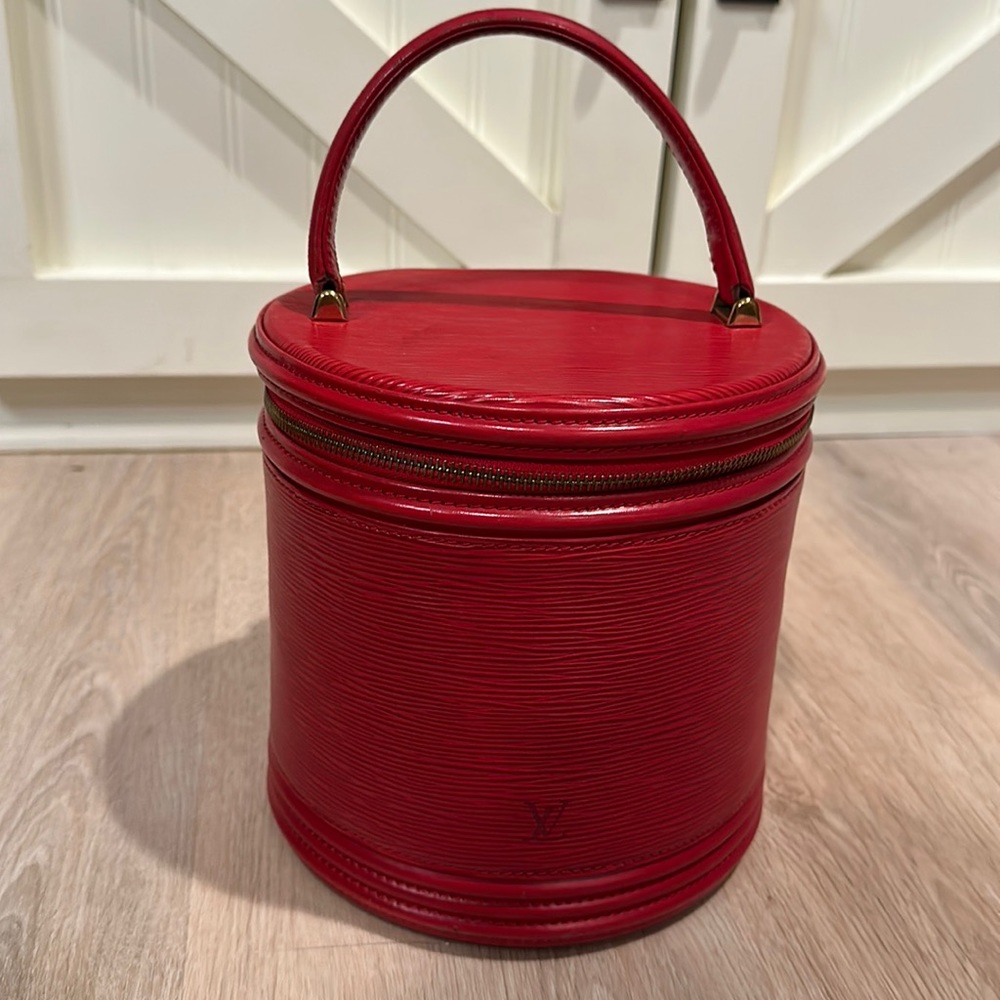 AUTH Louis Vuitton LV Vanity Case Bag Cannes Red Epi Leather Purse Handbag